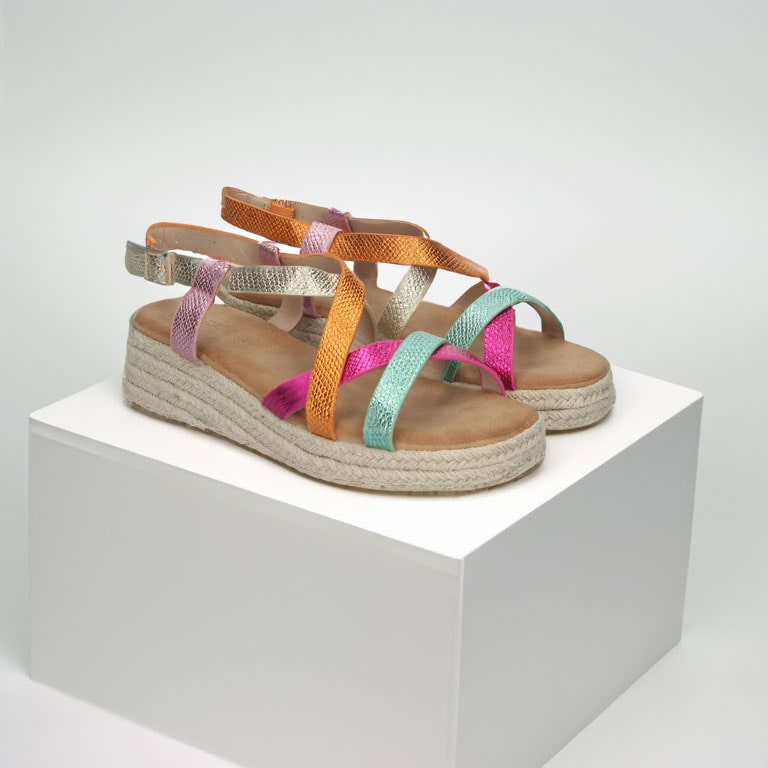 Sandalias de plataforma en yute cómodas multicolor para mujer PuntoSalao