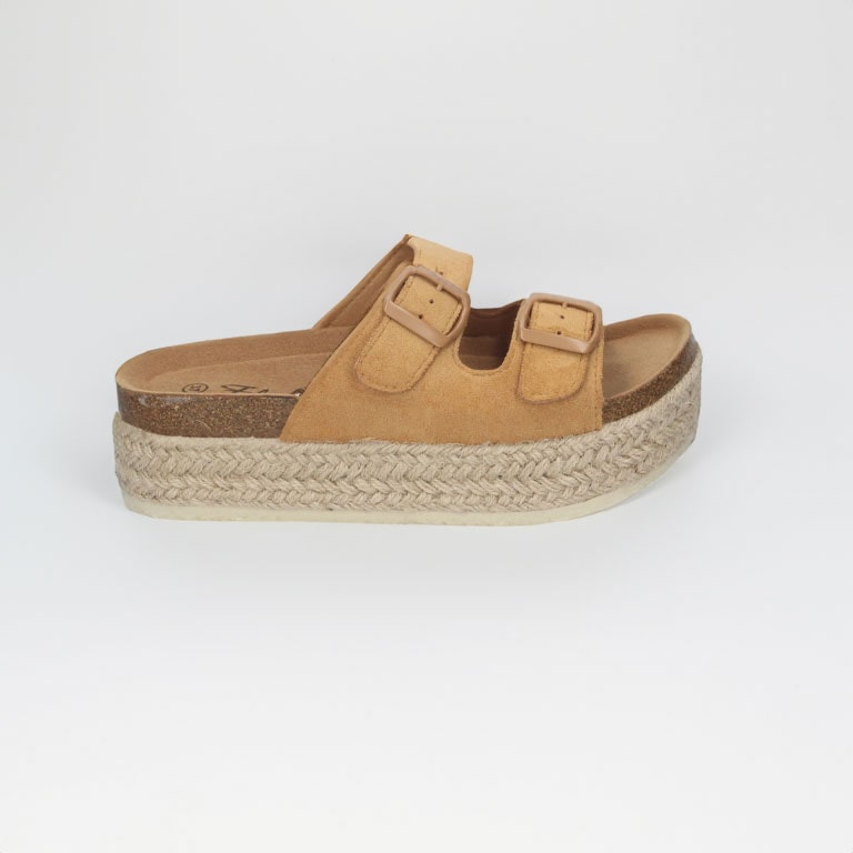 Sandalias planas en yute para mujer color taupe PuntoSalao